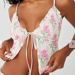 Frankies Bikinis Penelope Floral Tankini Bikini Top in Tiger Lily